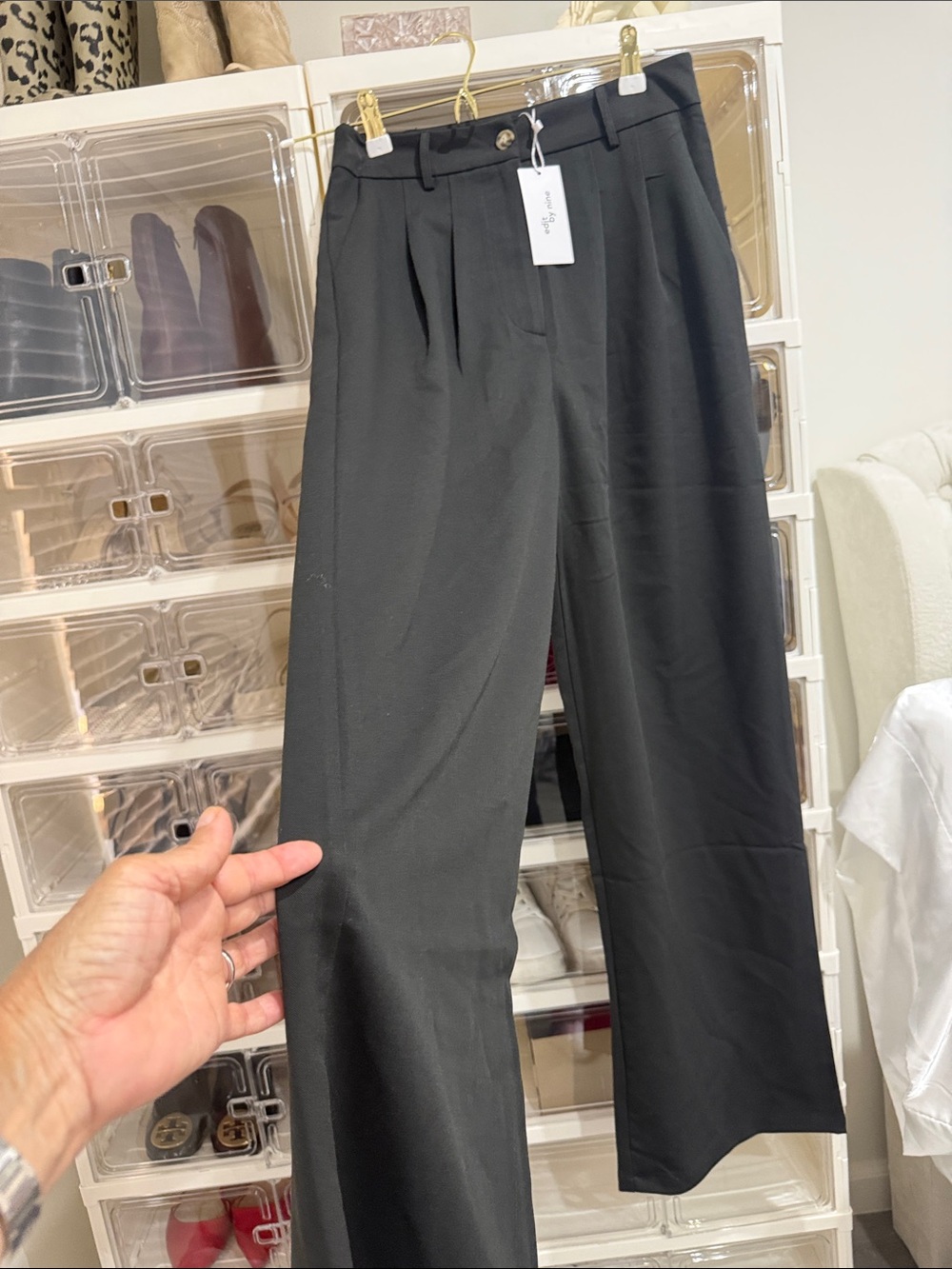 High-Rise Black Wide-Leg Trousers by